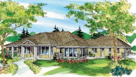 Colonial Country European Florida Ranch Elevation of Plan 59717