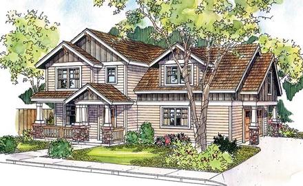 Coastal Cottage Country Craftsman Traditional Elevation of Plan 59722