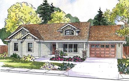 Contemporary Cottage Country Craftsman Ranch Elevation of Plan 59724