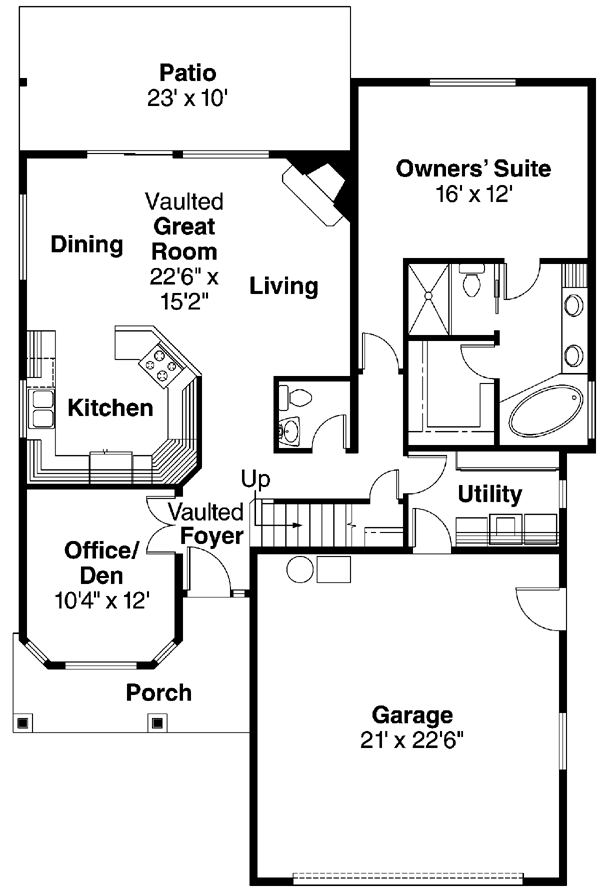 Bungalow Contemporary Country Craftsman Traditional Level One of Plan 59726