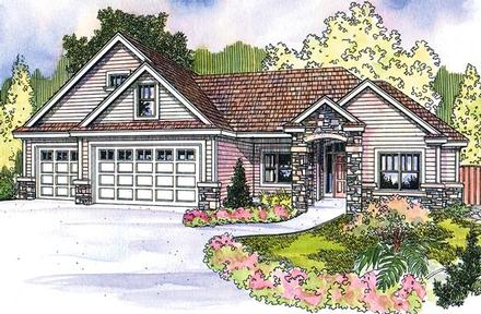 Cottage Craftsman European Ranch Elevation of Plan 59728