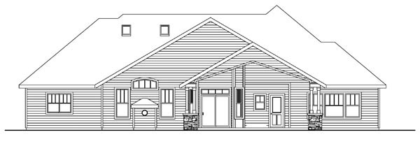 Cottage Craftsman European Ranch Rear Elevation of Plan 59728