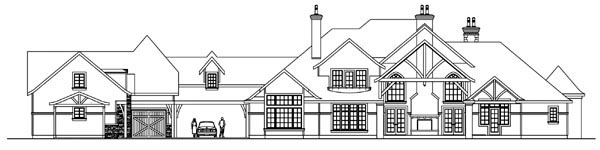 Country European Tudor Rear Elevation of Plan 59731