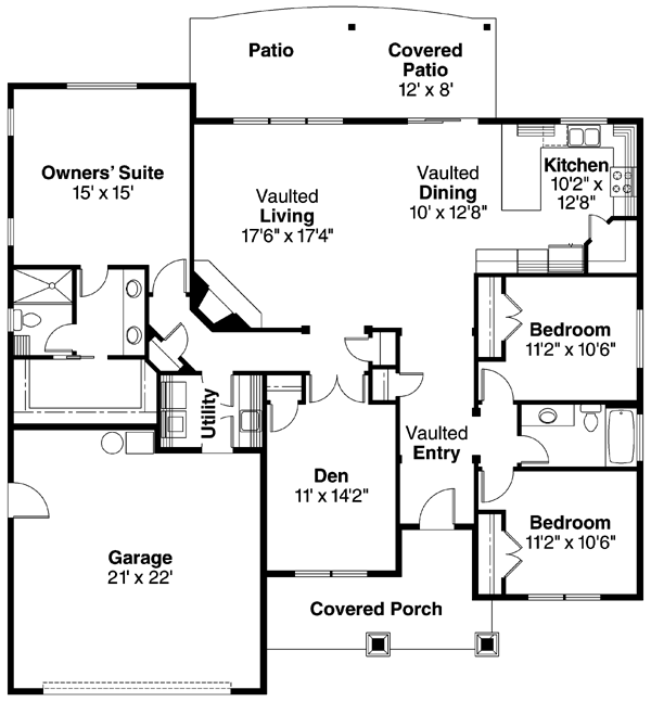 Bungalow Craftsman European Ranch Level One of Plan 59734