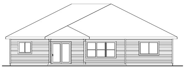 Bungalow Craftsman European Ranch Rear Elevation of Plan 59734