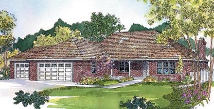 European Ranch Traditional Elevation of Plan 59741