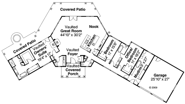 Contemporary Florida Ranch Level One of Plan 59745