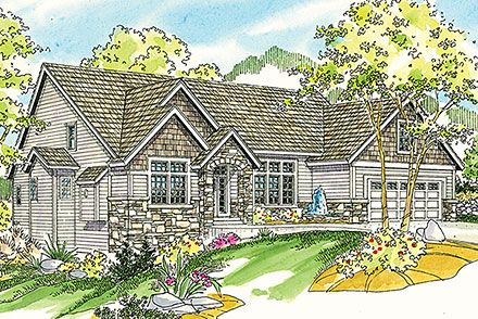 Contemporary Cottage European Elevation of Plan 59746
