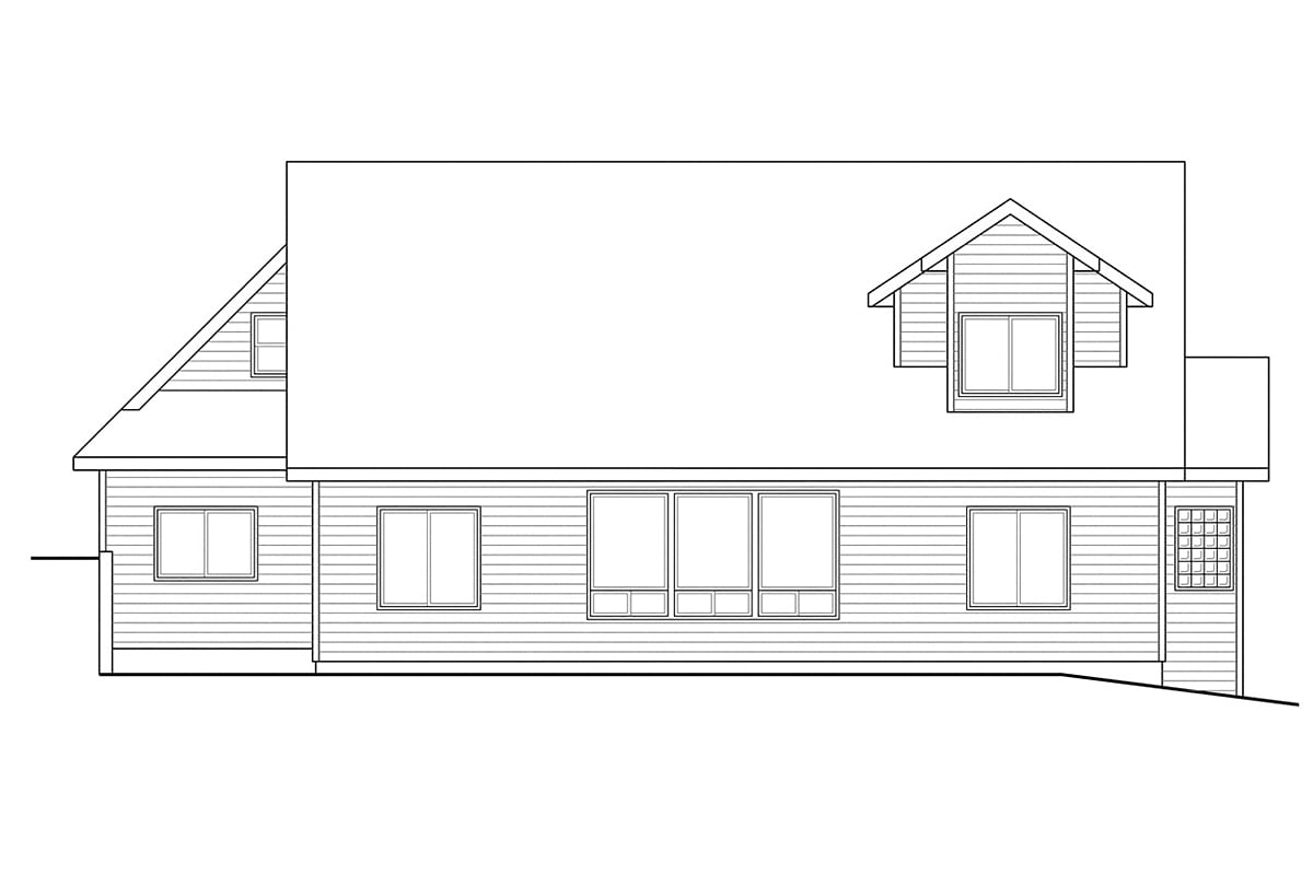 Contemporary Cottage European Rear Elevation of Plan 59746