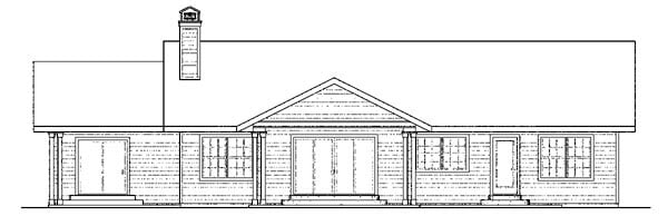 Cottage Country Florida Ranch Rear Elevation of Plan 59749