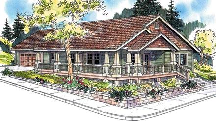 Cottage Country Craftsman Ranch Elevation of Plan 59754