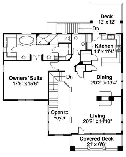 House Plan 59756 Second Level Plan