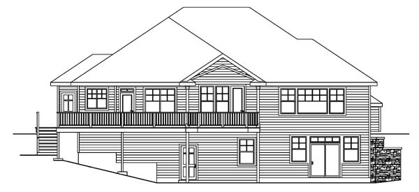 Bungalow Contemporary Cottage Craftsman Rear Elevation of Plan 59757