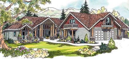 Craftsman Southwest Elevation of Plan 59758