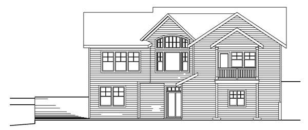 Bungalow Contemporary Cottage Craftsman Rear Elevation of Plan 59759
