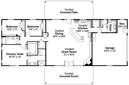 House Plan 59760 First Level Plan