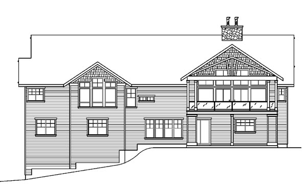 Bungalow, Cottage, Country, Craftsman Plan with 4090 Sq. Ft., 3 Bedrooms, 5 Bathrooms, 3 Car Garage Rear Elevation