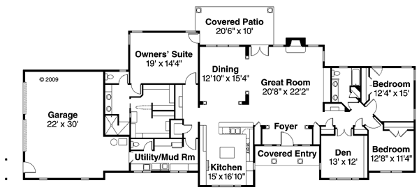 Contemporary European Ranch Traditional Level One of Plan 59766