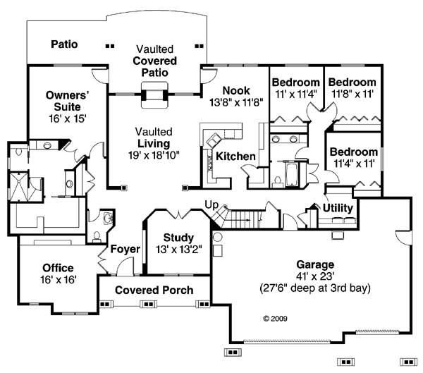 Bungalow Country Craftsman Ranch Level One of Plan 59768