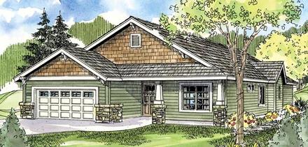 Bungalow Cottage Country Craftsman Ranch Elevation of Plan 59770