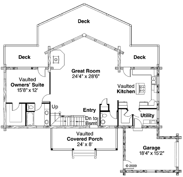 Cabin Contemporary Country Level One of Plan 59774