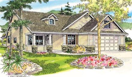 Cape Cod Cottage Country Ranch Elevation of Plan 59776