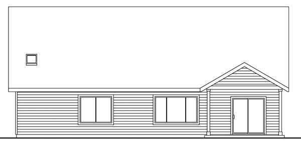 Cape Cod Cottage Country Ranch Rear Elevation of Plan 59776