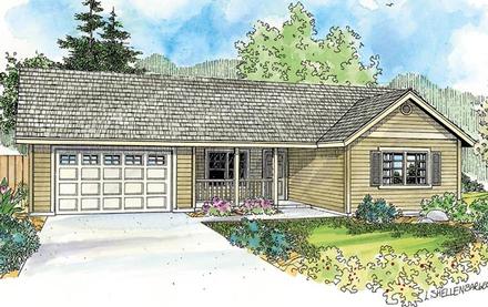 Contemporary Cottage Country Ranch Elevation of Plan 59777