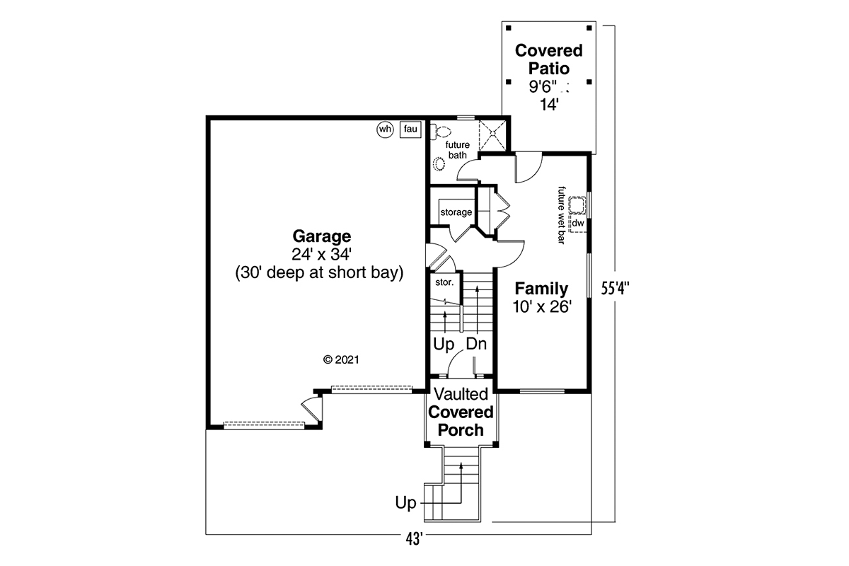 Cape Cod Cottage Craftsman Lower Level of Plan 59781