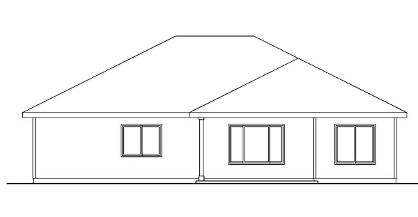 Contemporary Cottage Country Craftsman Ranch Rear Elevation of Plan 59783