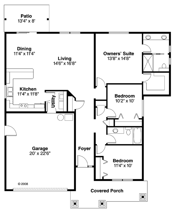 Contemporary Cottage Country Craftsman Ranch Level One of Plan 59784