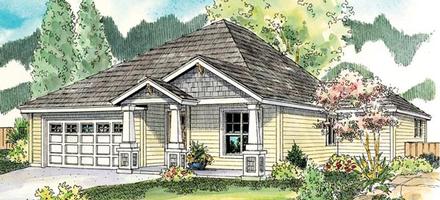 Contemporary Cottage Country Craftsman Ranch Elevation of Plan 59784