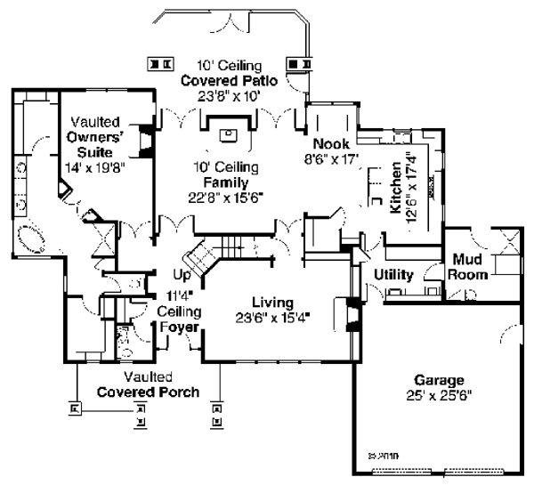 Cottage Craftsman European Level One of Plan 59786