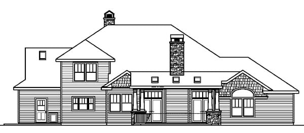 Cottage Craftsman European Rear Elevation of Plan 59786