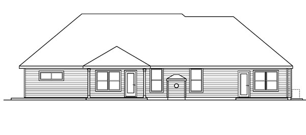 Cottage European Ranch Rear Elevation of Plan 59787