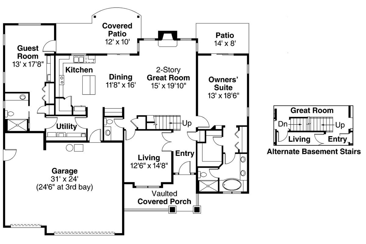 Cottage Craftsman European Level One of Plan 59793