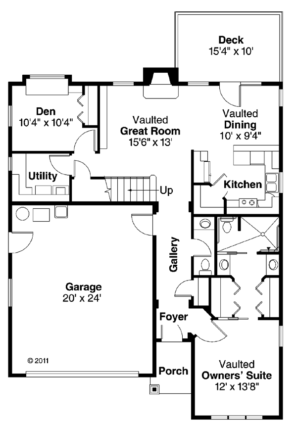 Contemporary Cottage Craftsman European Ranch Level One of Plan 59796