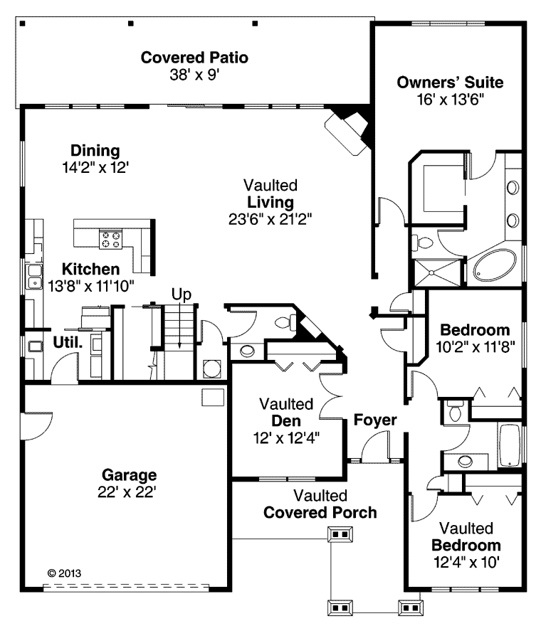 Bungalow Craftsman European Ranch Level One of Plan 59797