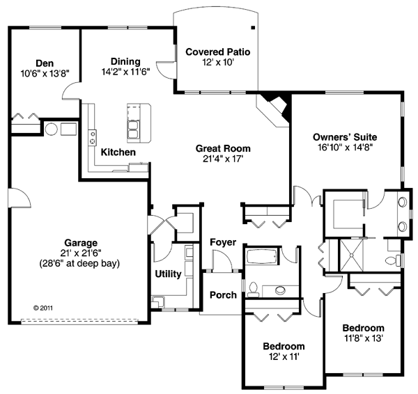 Contemporary Country Ranch Level One of Plan 59798