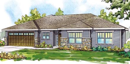Contemporary Country Ranch Elevation of Plan 59798