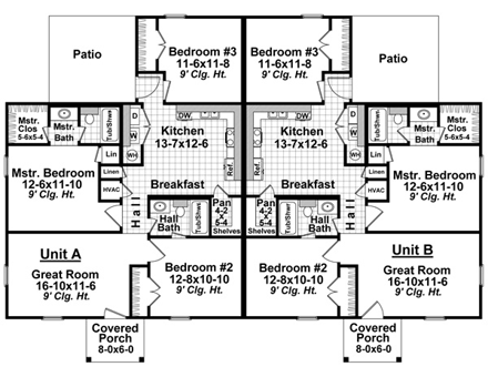 Multi-Family Plan 59926 First Level Plan