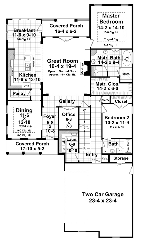 Country Farmhouse Traditional Level One of Plan 59929