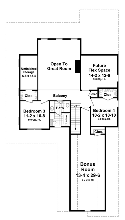 House Plan 59929 Second Level Plan