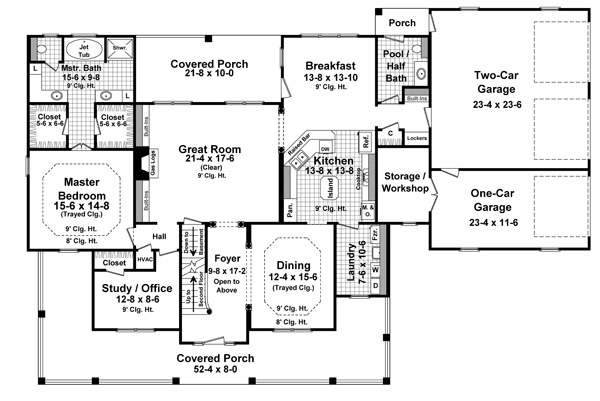 Country Farmhouse Level One of Plan 59930