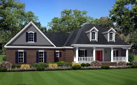 Acadian Country Farmhouse Southern Traditional Elevation of Plan 59932