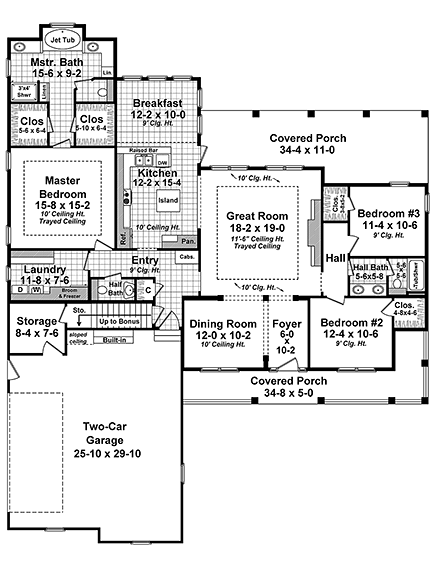House Plan 59934 First Level Plan