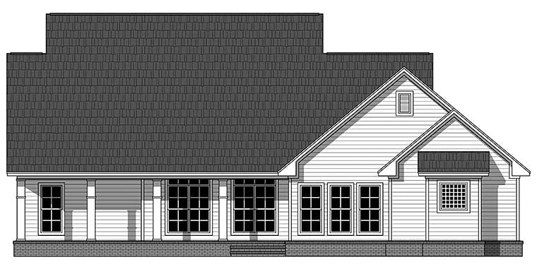 Country Farmhouse Southern Traditional Rear Elevation of Plan 59934
