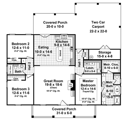 House Plan 59936 First Level Plan