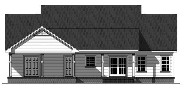 Country Ranch Traditional Rear Elevation of Plan 59936