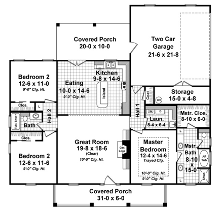 House Plan 59937 First Level Plan